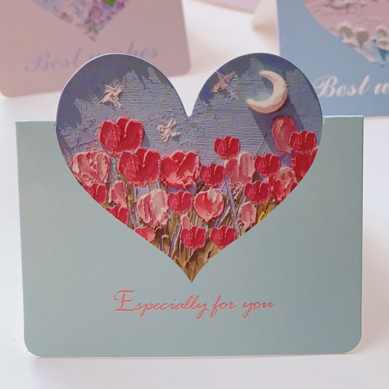 Wholesale of 10pcs/pack Mother's Day Love 3D Oil Painting Flowers Paper Greeting Cards